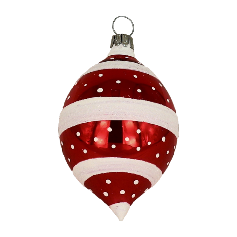 Trend German Christmas, Christmas ornament from lauscha Glass olive bulbous "LOLIPOP - stripes and points" approx. 5cm Ø