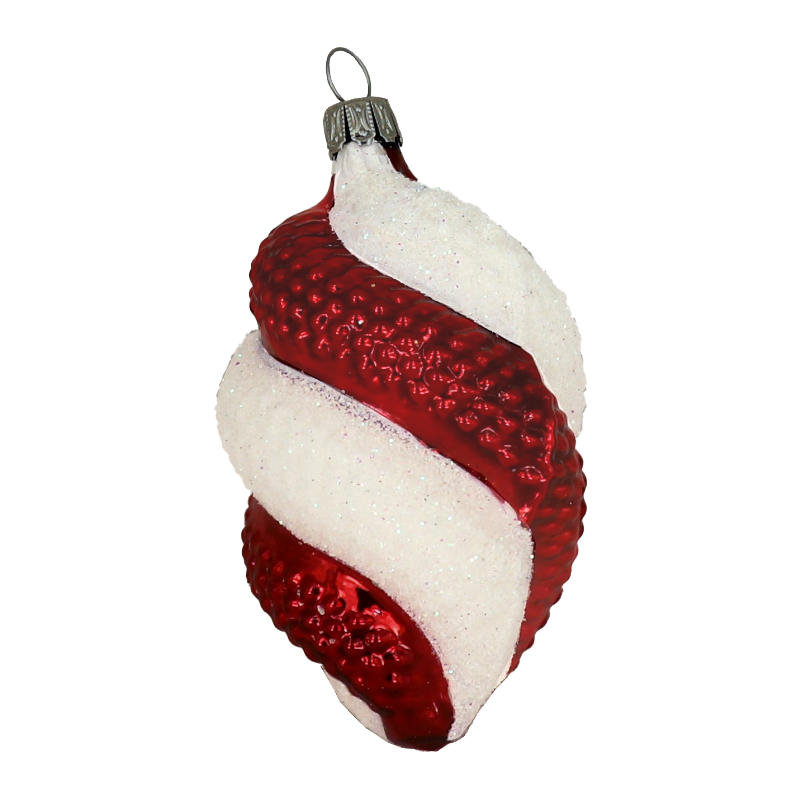 Trend German Christmas, Christbaumschmuck aus Lauscha Glasolive bauchig "LOLIPOP - stripes and points" ca. 5cm Ø