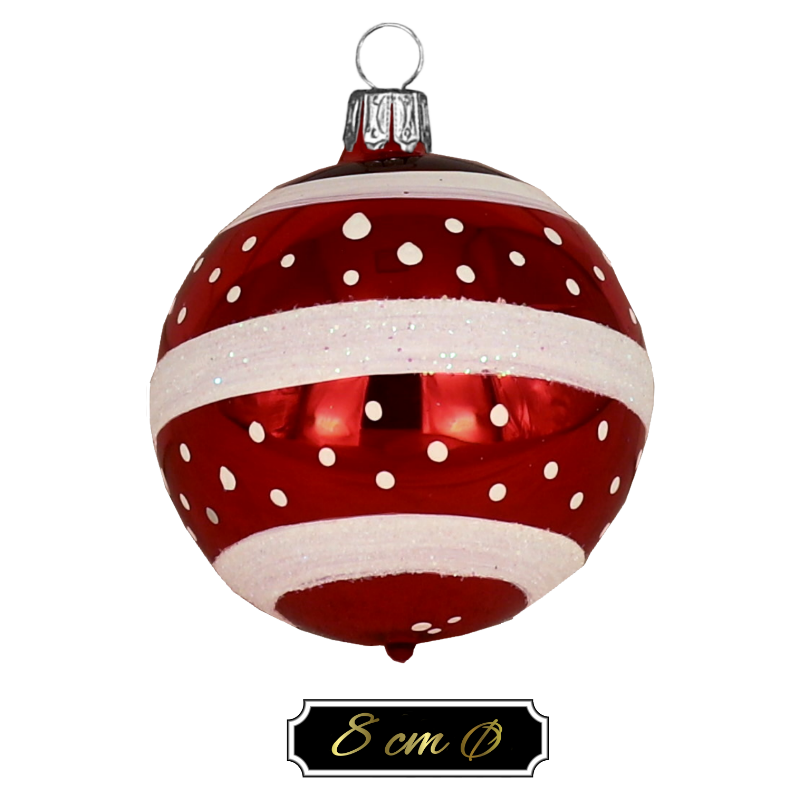Trend German Christmas, Christbaumschmuck aus Lauscha Glaskugel "LOLIPOP - stripes and points" ca. 8cm Ø