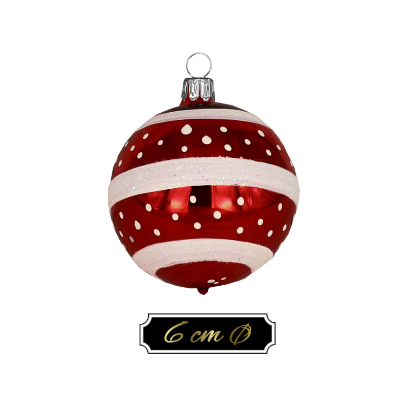 Glass ball “LOLIPOP – stripes and points” approx. 6cm Ø 12 pcs./box