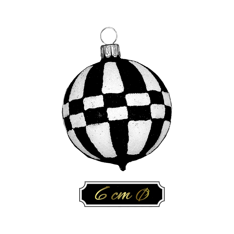 Trend German Christmas, Glaskugel "BLACK & WHITE - kariert" ca. 6cm Ø 12 St./Ktn.