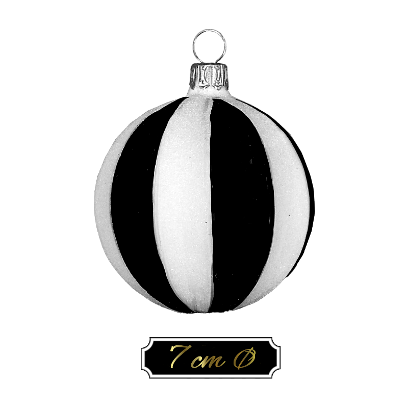 Trend German Christmas, Glaskugel "BLACK & WHITE - gerippt" ca. 7cm Ø 12 St./Ktn.