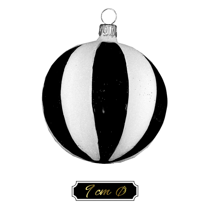 Trend German Christmas, Glaskugel "BLACK & WHITE - gerippt" ca. 9cm Ø 12 St./Ktn.