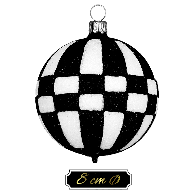 Trend German Christmas, Glaskugel "BLACK & WHITE" ca. 8cm Ø 12 St./Ktn.