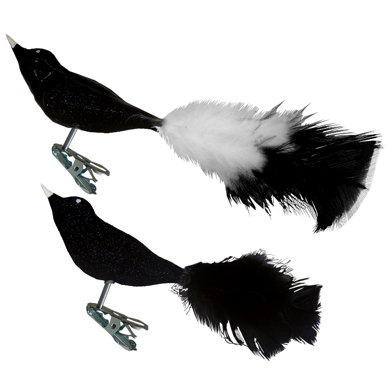 Trend German Christmas, Glasvogel "BLACK & WHITE - 2-fach sortiert" ca. 14cm 4 St./Ktn.