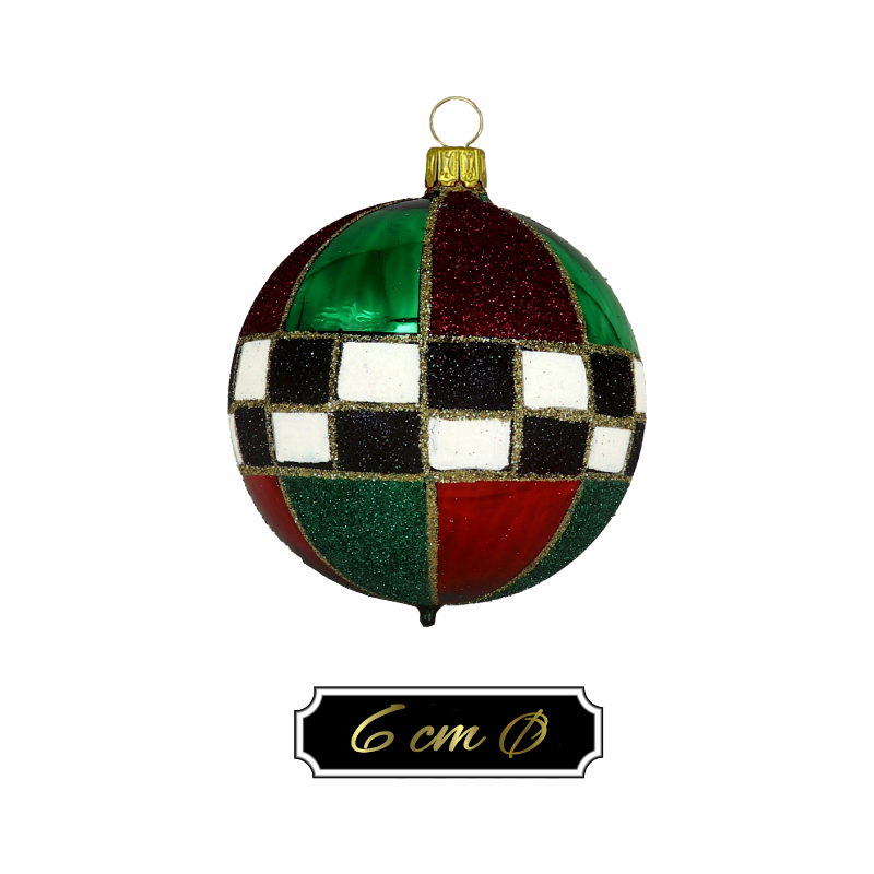 Trend German Christmas, Glaskugel "ZIRKUS - bunt kariert" ca. 6cm Ø 12 St./Ktn.