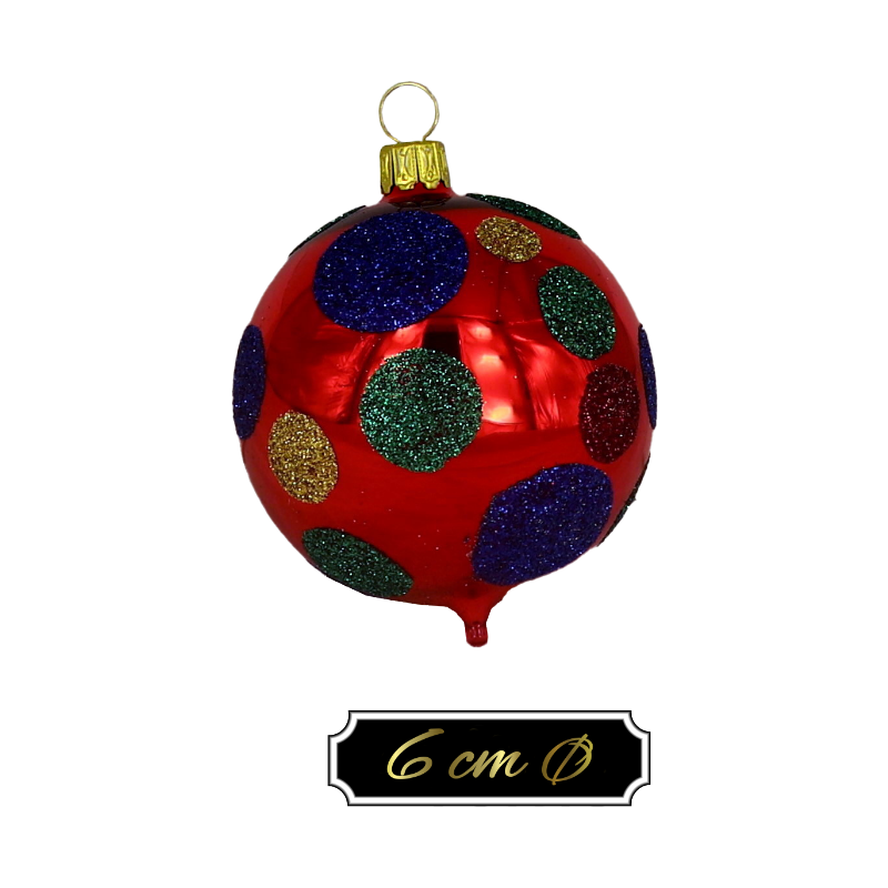 Trend German Christmas, Glaskugel "ZIRKUS - rot bunt points" ca. 6cm Ø 12 St./Ktn.