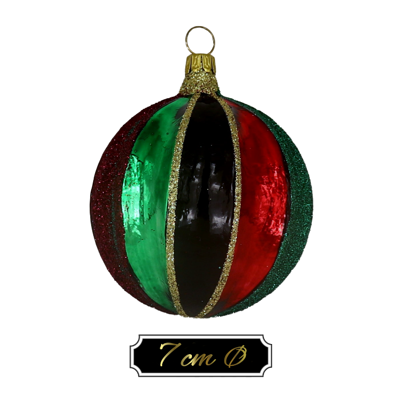 Trend German Christmas, Glasolive bauchig "ZIRKUS - bunt gerippt" ca. 8cm Ø 12 St./Ktn.