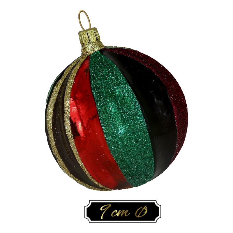 Trend German Christmas, Glasolive bauchig "ZIRKUS - bunt gerippt" ca. 9cm Ø 12 St./Ktn.