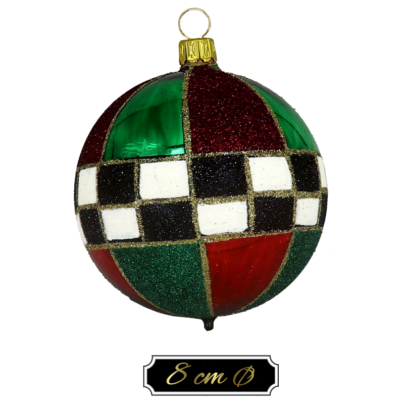 Trend German Christmas, Glaskugel "ZIRKUS - bunt kariert" ca. 8cm Ø 12 St./Ktn.