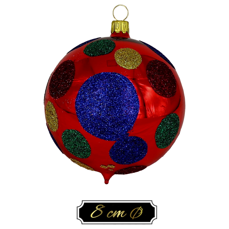 Trend German Christmas, Glaskugel "ZIRKUS - rot bunt points" ca. 8cm Ø 12 St./Ktn.